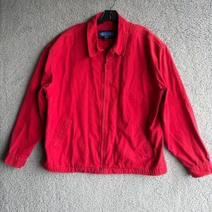 Old Navy Mens Red Cotton Canvas Full Zip Harrington Jacket Large RN 54023